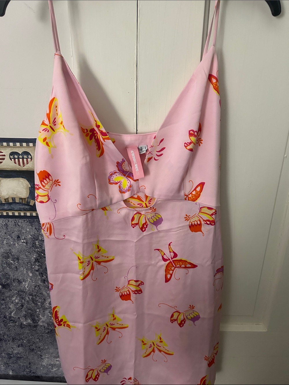 Others Follow Pink Butterfly Print Camisole Dress
